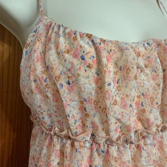 Aeropostale floral milkmaid boho romantic Tiered Ruffle Mini Dress – Size Medium - Picture 3 of 8